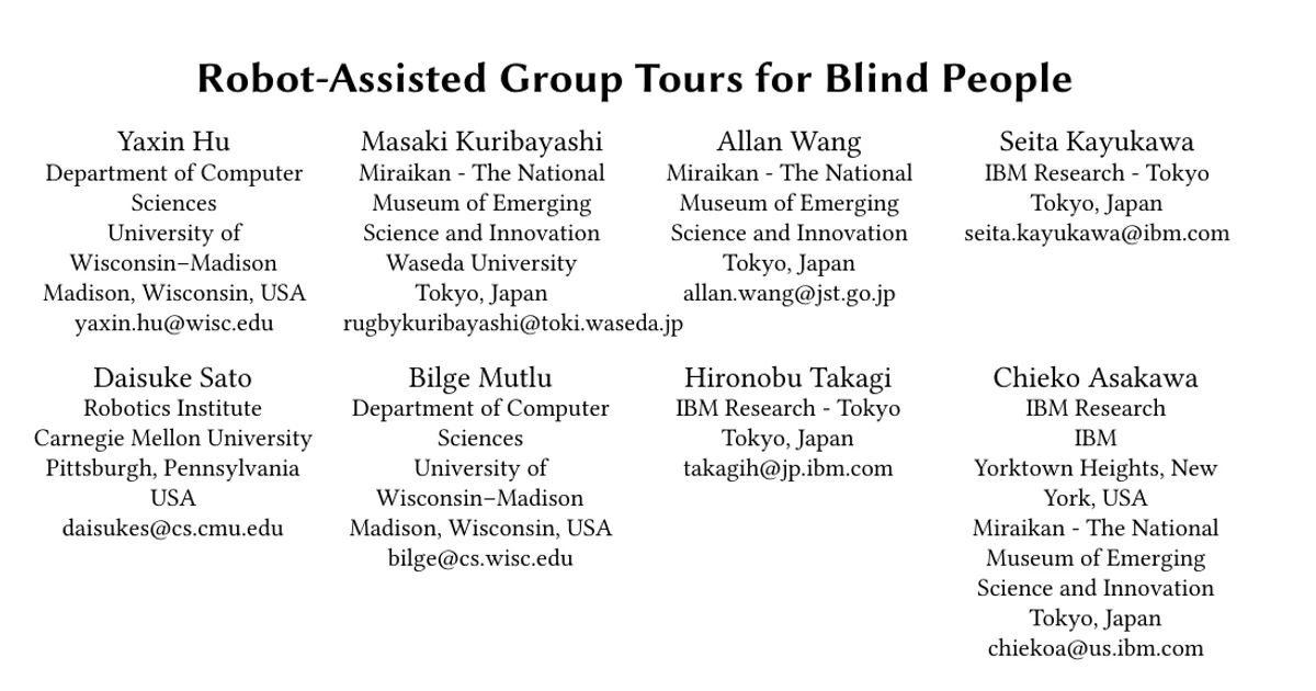 Robot-Assisted Group Tours for Blind People