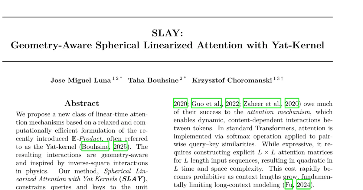 SLAY: Geometry-Aware Spherical Linearized Attention with Yat-Kernel
