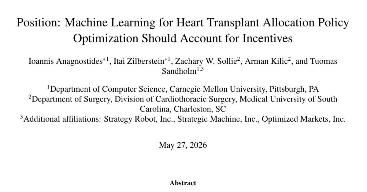 Position: Machine Learning for Heart Transplant Allocation Policy Optimization Should Account for Incentives