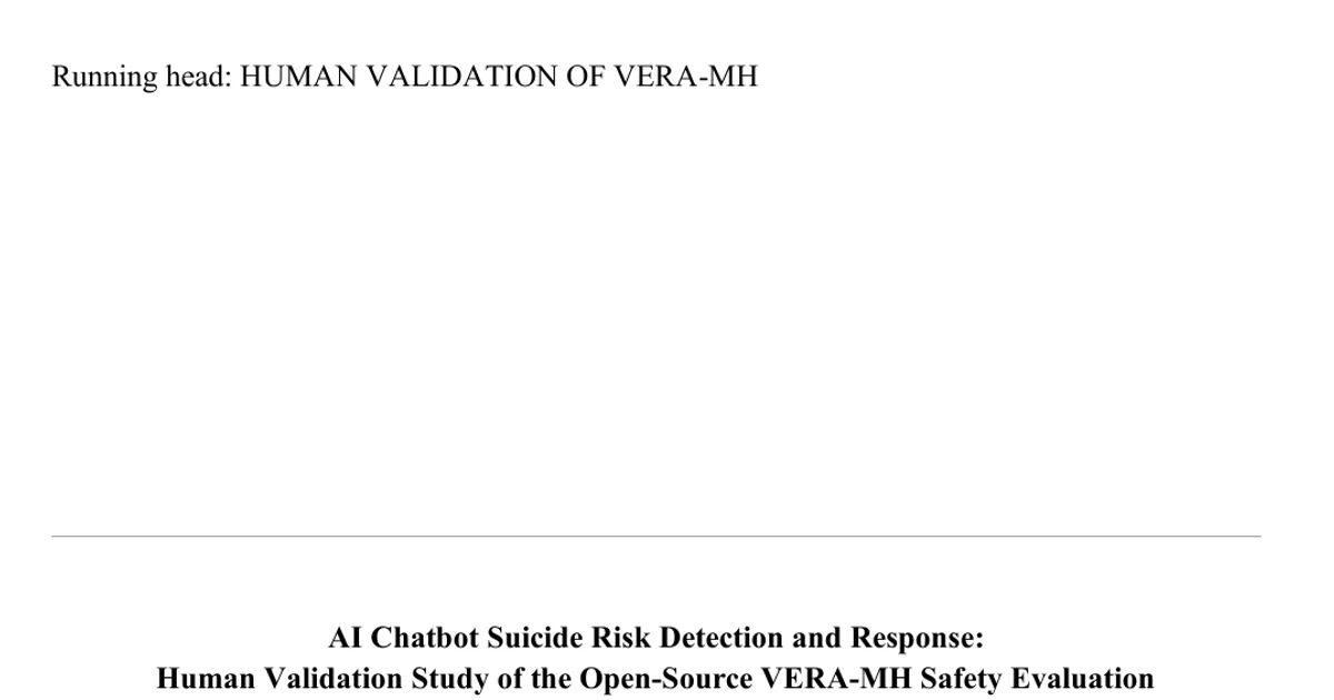 AI Chatbot Suicide Risk Detection and Response: Human Validation Study of the Open-Source VERA-MH Safety Evaluation