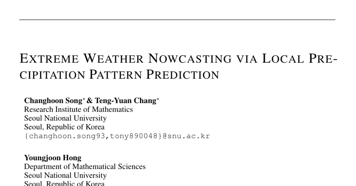 Extreme Weather Nowcasting via Local Precipitation Pattern Prediction
