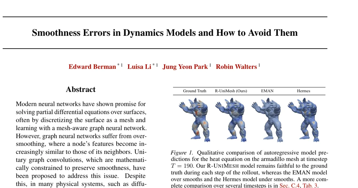 Smoothness Errors in Dynamics Models and How to Avoid Them