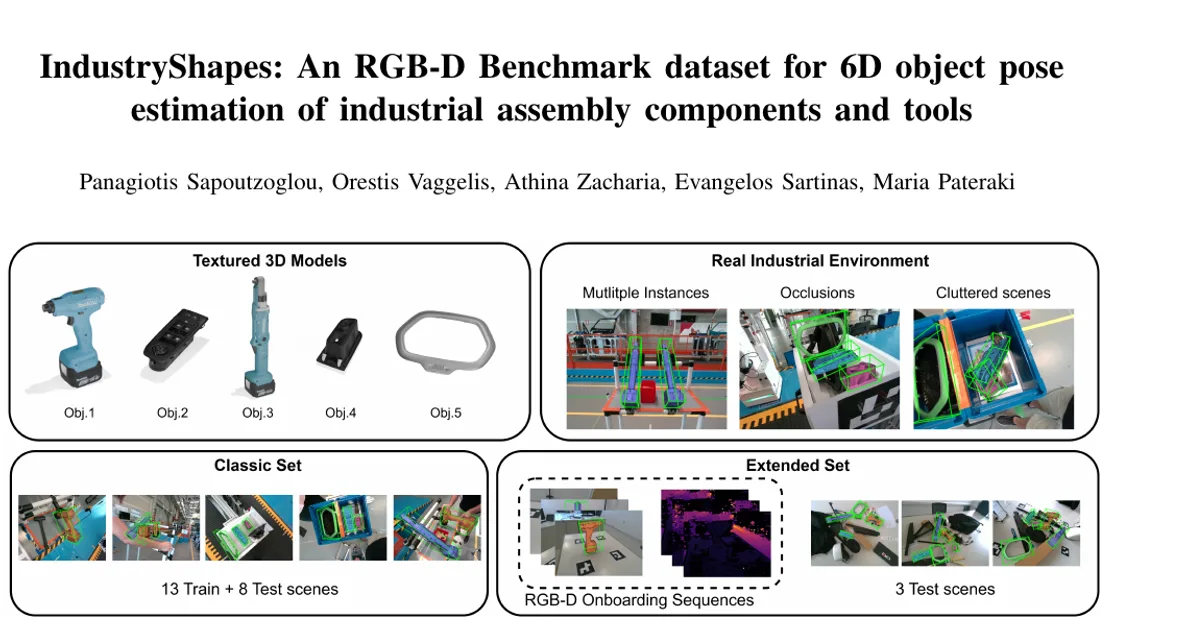 IndustryShapes: An RGB-D Benchmark dataset for 6D object pose estimation of industrial assembly components and tools