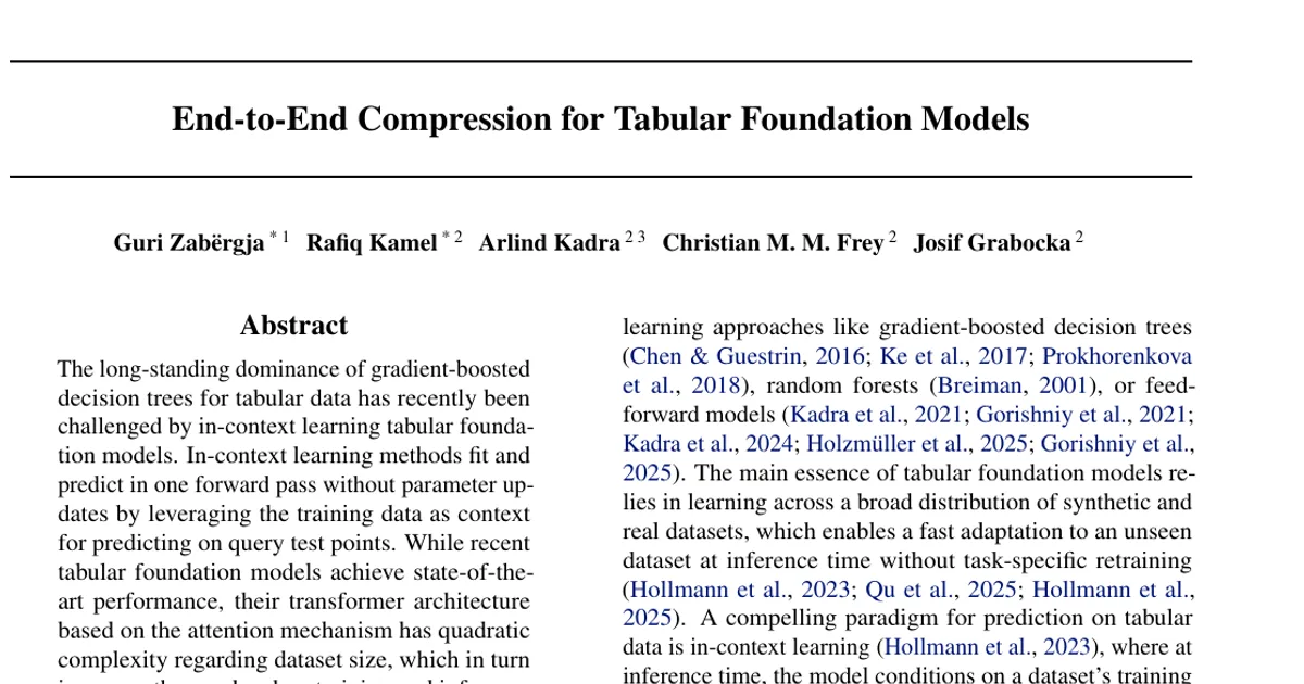 End-to-End Compression for Tabular Foundation Models