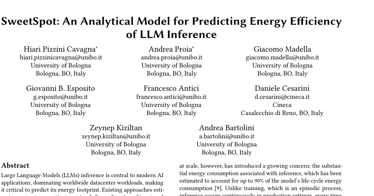 SweetSpot: An Analytical Model for Predicting Energy Efficiency of LLM Inference