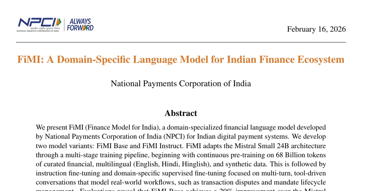 FiMI: A Domain-Specific Language Model for Indian Finance Ecosystem