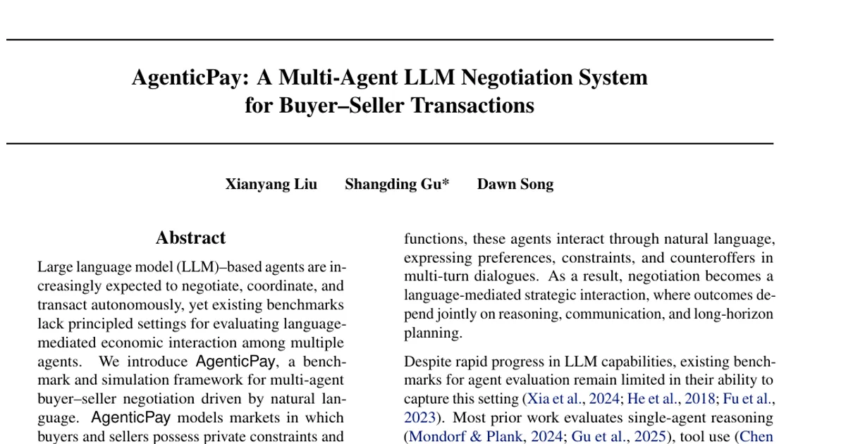 AgenticPay: A Multi-Agent LLM Negotiation System for Buyer-Seller Transactions