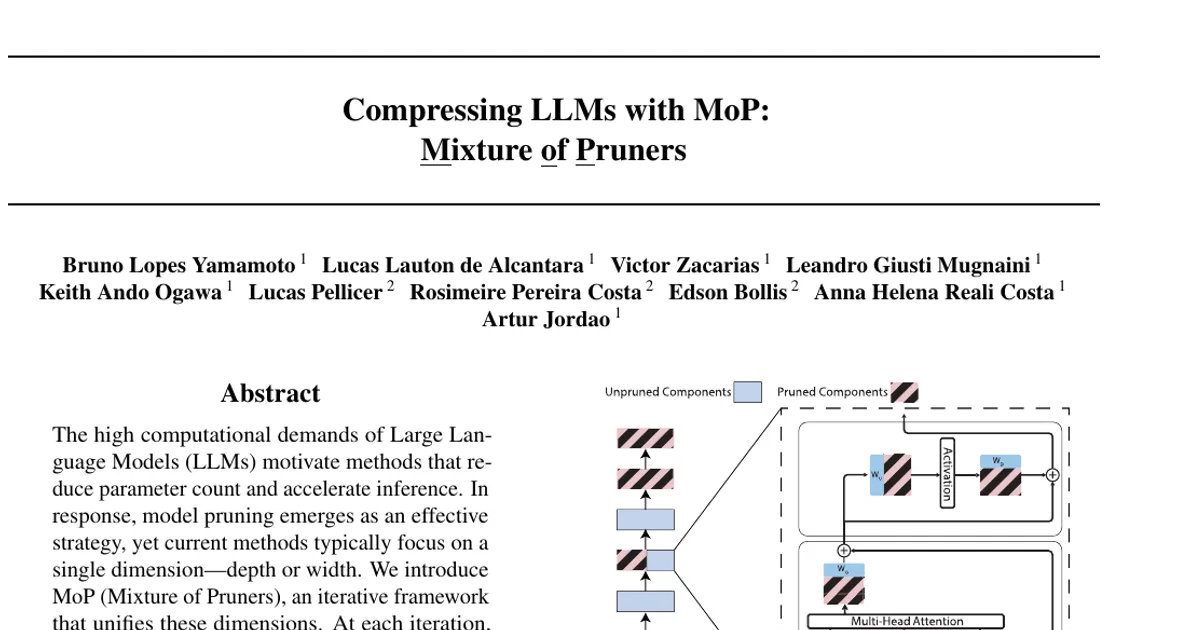 Compressing LLMs with MoP: Mixture of Pruners