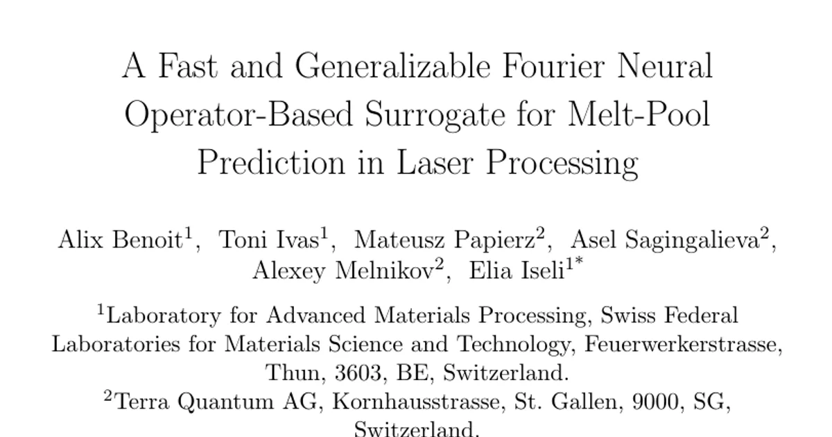 A Fast and Generalizable Fourier Neural Operator-Based Surrogate for Melt-Pool Prediction in Laser Processing