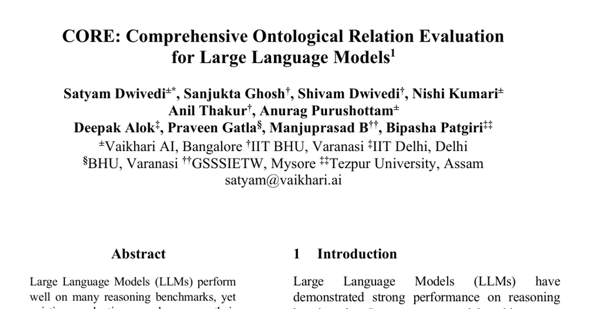 CORE: Comprehensive Ontological Relation Evaluation for Large Language Models