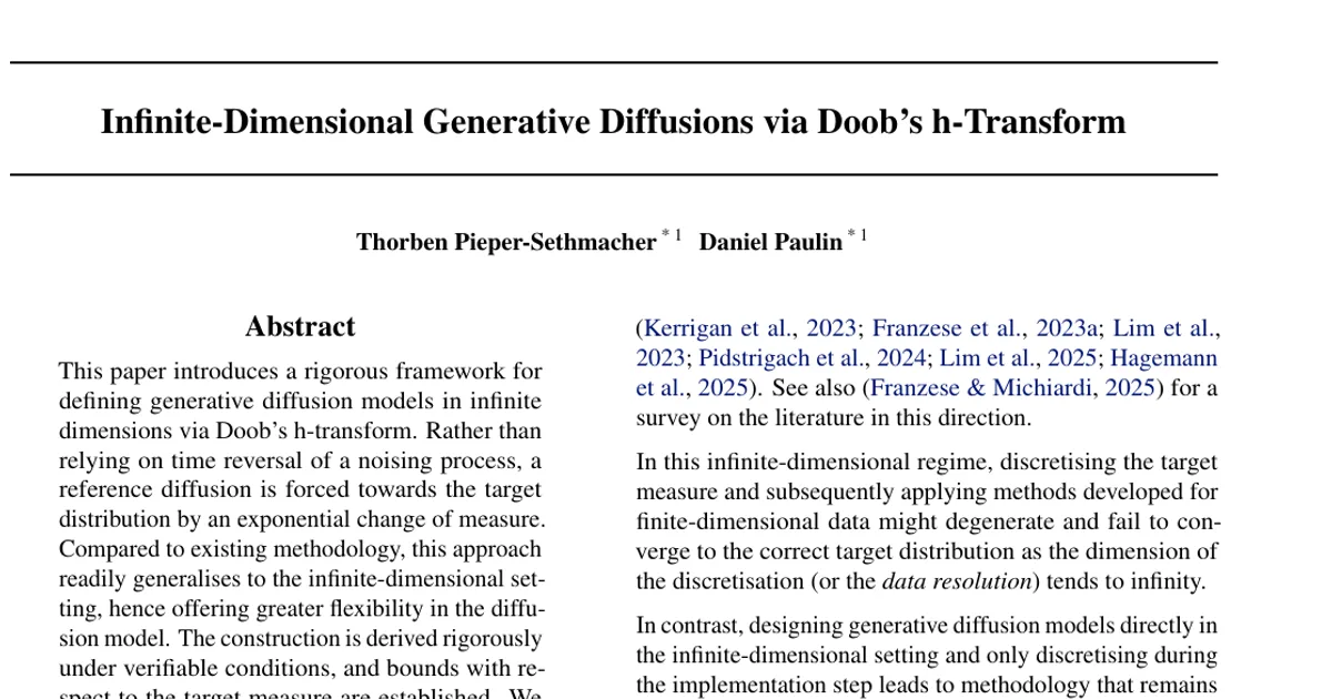 Infinite-dimensional generative diffusions via Doob's h-transform