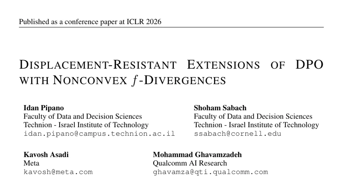 Displacement-Resistant Extensions of DPO with Nonconvex $f$-Divergences