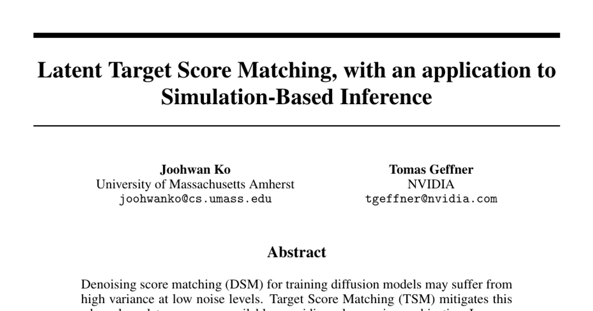 Latent Target Score Matching, with an application to Simulation-Based Inference