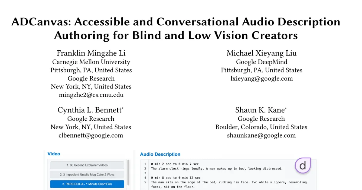 ADCanvas: Accessible and Conversational Audio Description Authoring for Blind and Low Vision Creators