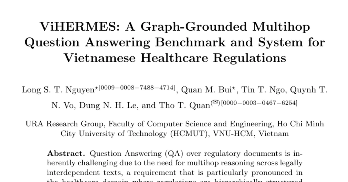ViHERMES: A Graph-Grounded Multihop Question Answering Benchmark and System for Vietnamese Healthcare Regulations