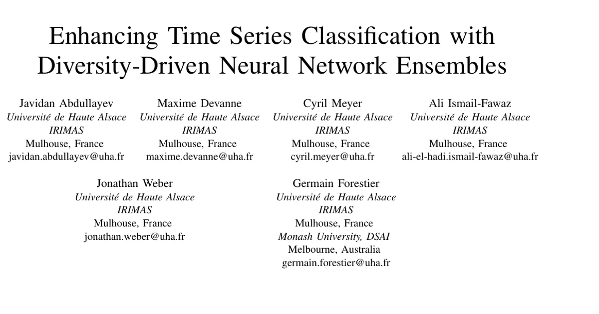 Enhancing Time Series Classification with Diversity-Driven Neural Network Ensembles