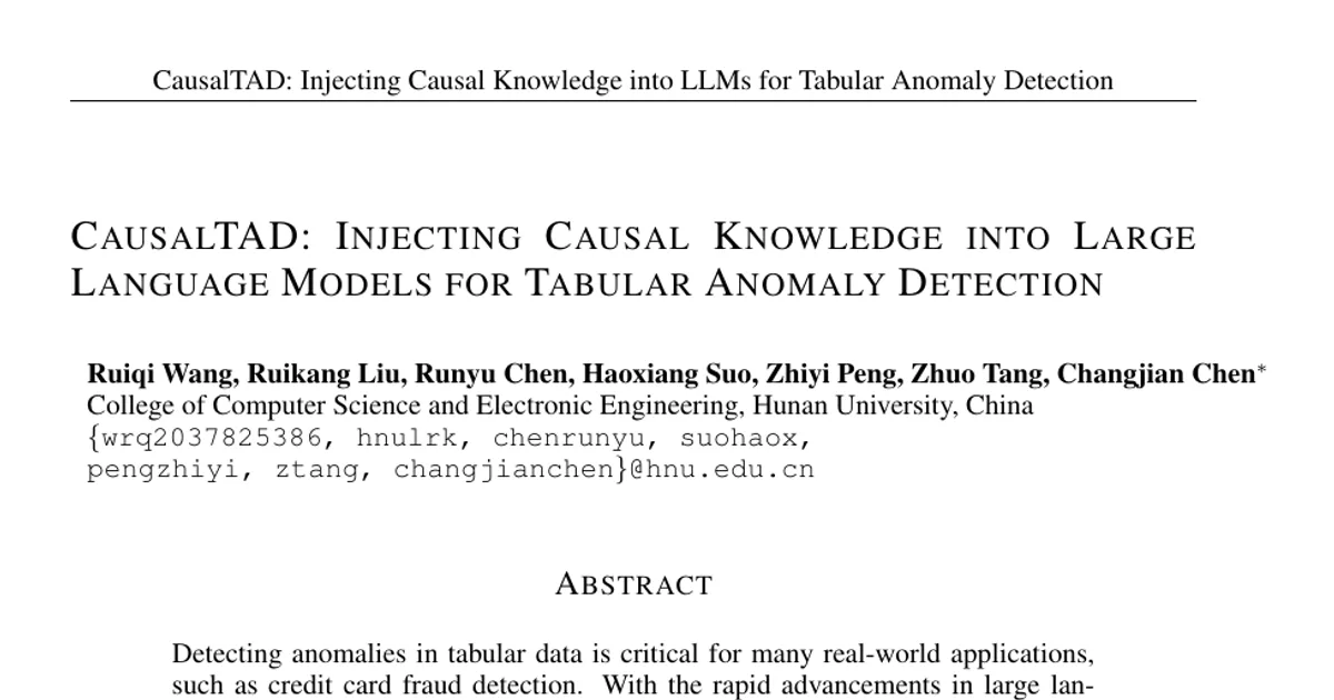 CausalTAD: Injecting Causal Knowledge into Large Language Models for Tabular Anomaly Detection