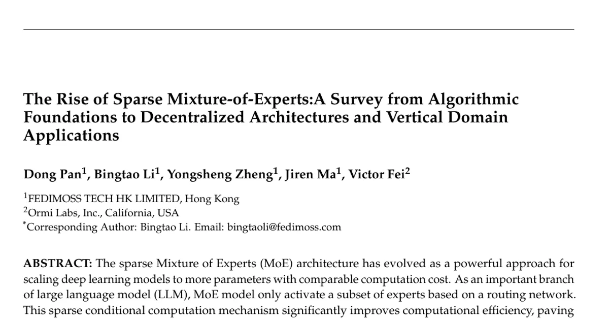 The Rise of Sparse Mixture-of-Experts: A Survey from Algorithmic Foundations to Decentralized Architectures and Vertical Domain Applications