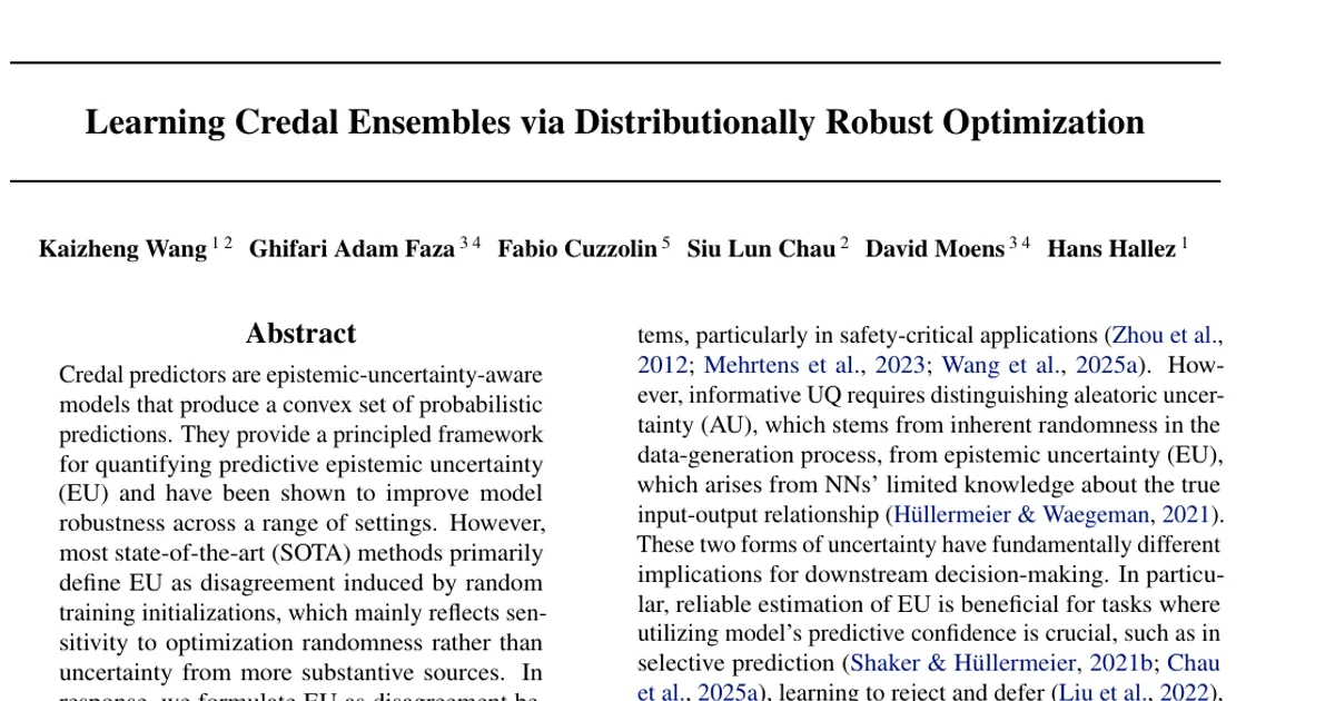 Learning Credal Ensembles via Distributionally Robust Optimization