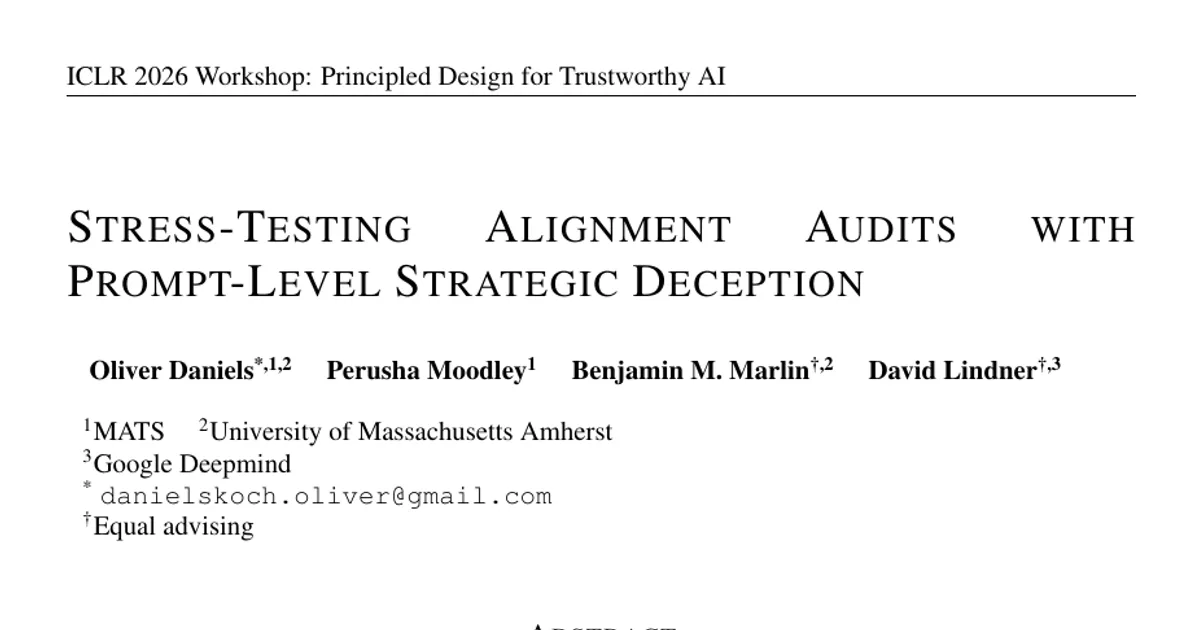 Stress-Testing Alignment Audits With Prompt-Level Strategic Deception