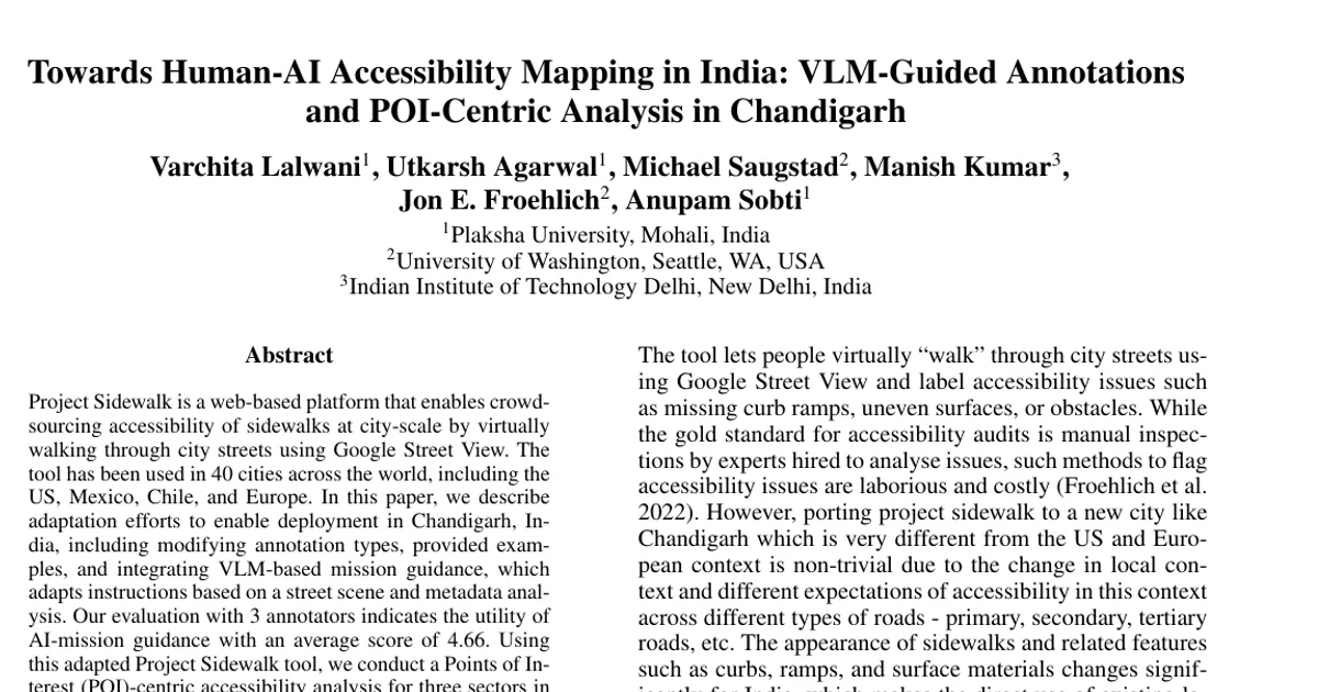 Towards Human-AI Accessibility Mapping in India: VLM-Guided Annotations and POI-Centric Analysis in Chandigarh