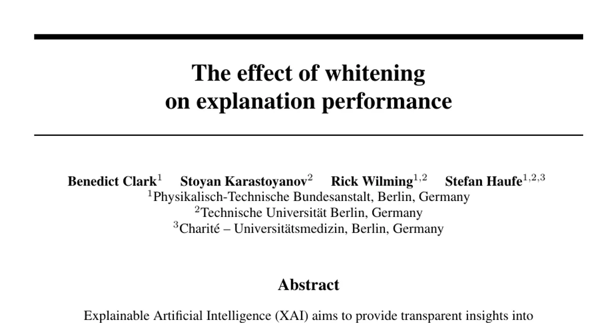 The effect of whitening on explanation performance