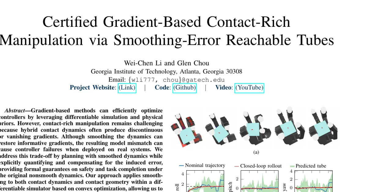 Certified Gradient-Based Contact-Rich Manipulation via Smoothing-Error Reachable Tubes