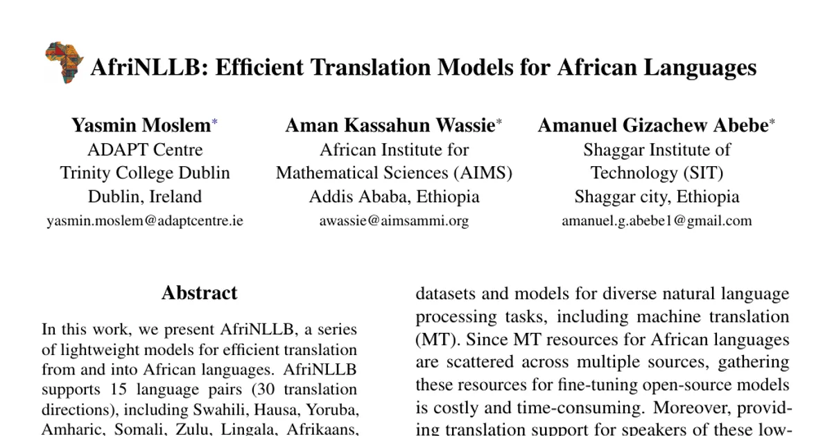 AfriNLLB: Efficient Translation Models for African Languages