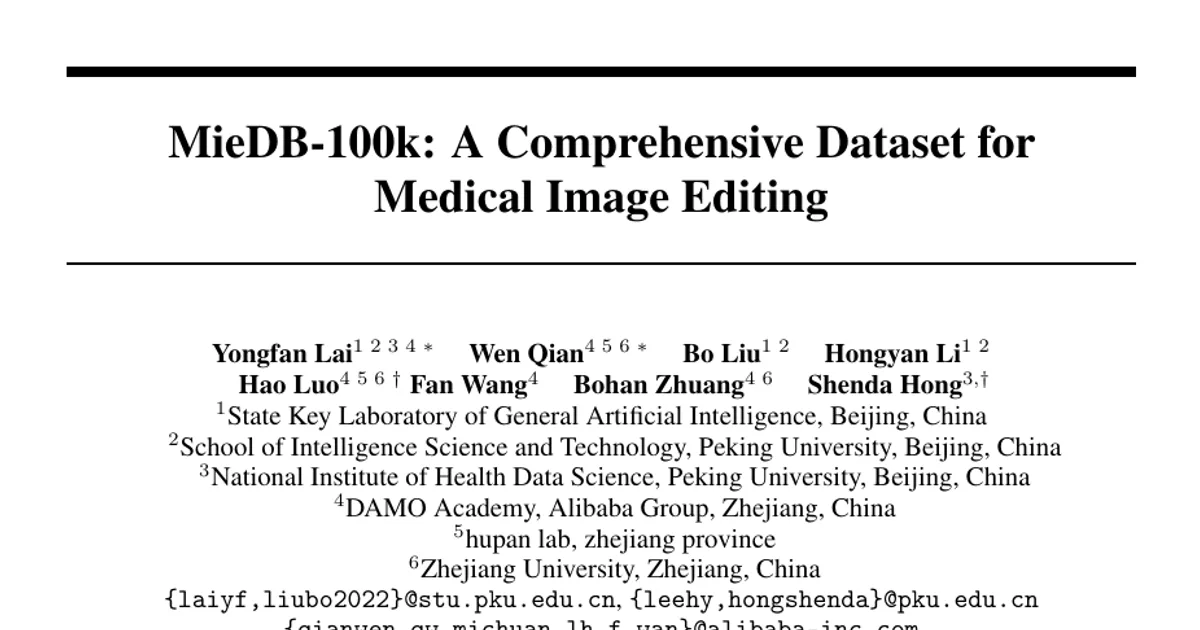 MieDB-100k: A Comprehensive Dataset for Medical Image Editing