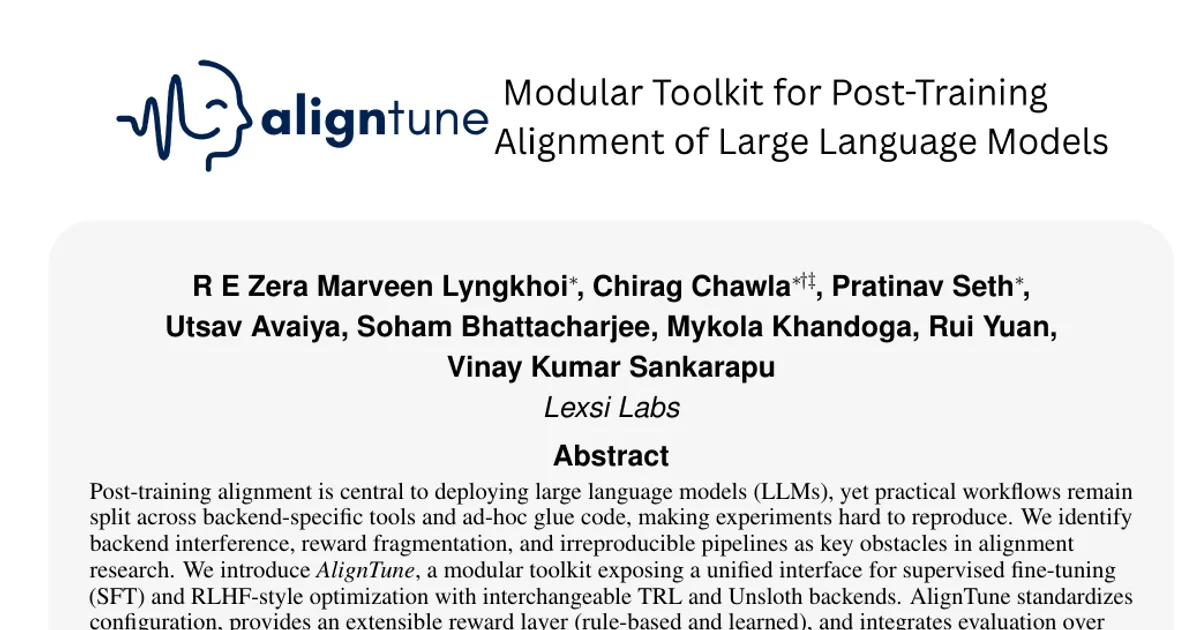 AlignTune: Modular Toolkit for Post-Training Alignment of Large Language Models