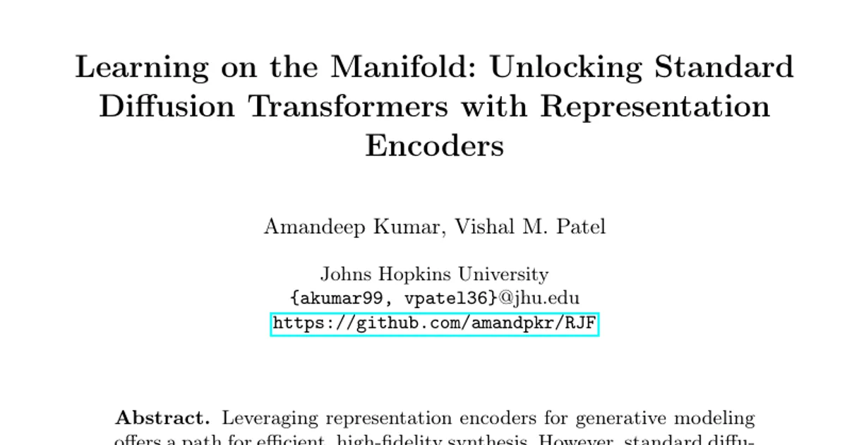 Learning on the Manifold: Unlocking Standard Diffusion Transformers with Representation Encoders