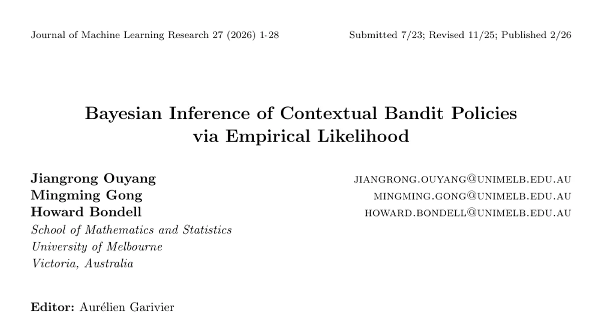 Bayesian Inference of Contextual Bandit Policies via Empirical Likelihood