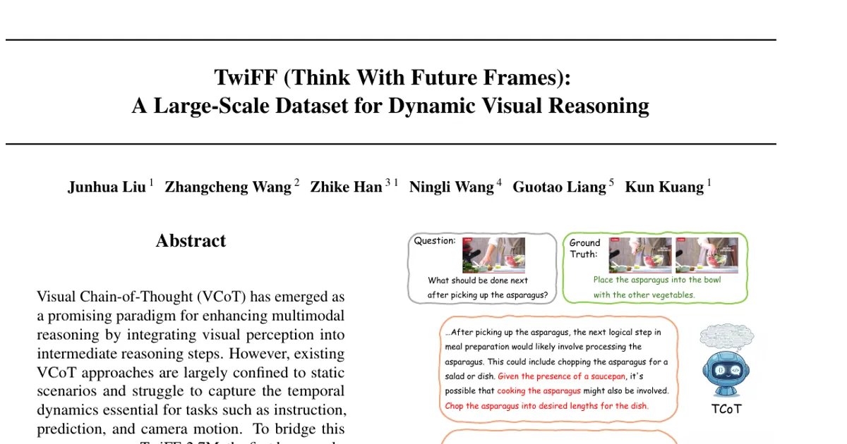 TwiFF (Think With Future Frames): A Large-Scale Dataset for Dynamic Visual Reasoning