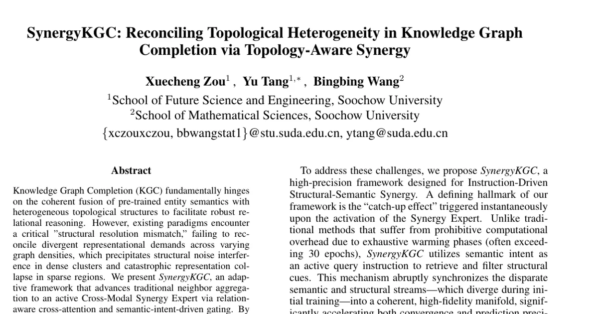 SynergyKGC: Reconciling Topological Heterogeneity in Knowledge Graph Completion via Topology-Aware Synergy
