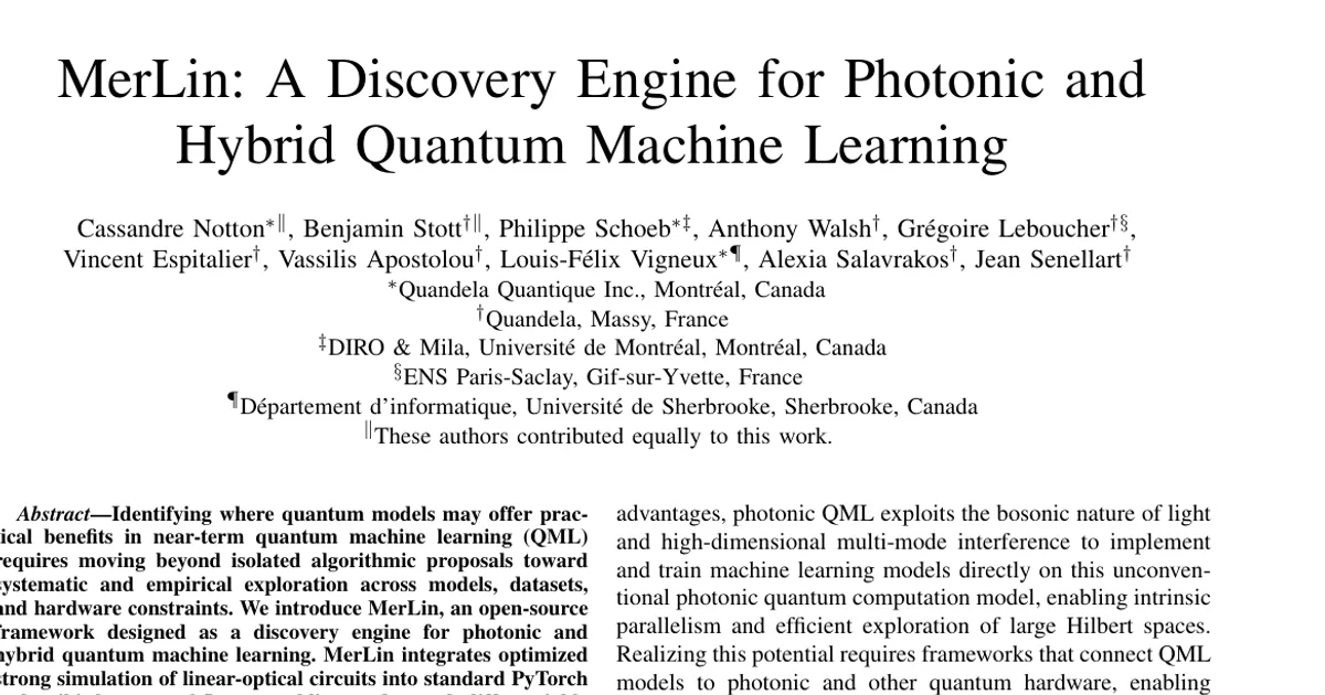MerLin: A Discovery Engine for Photonic and Hybrid Quantum Machine Learning