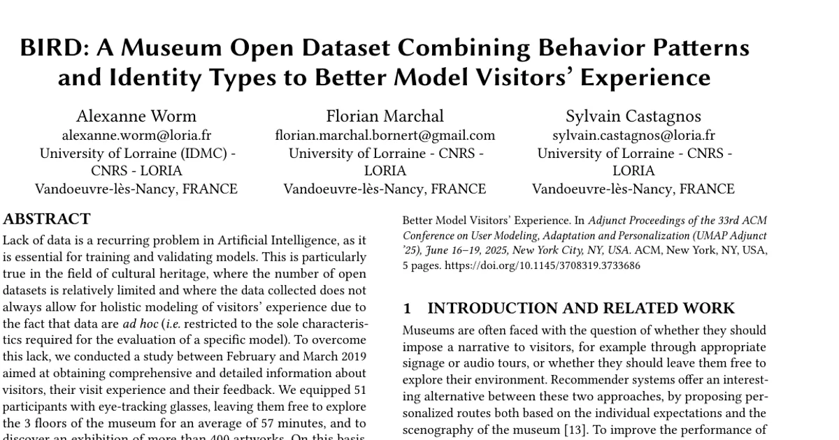BIRD: A Museum Open Dataset Combining Behavior Patterns and Identity Types to Better Model Visitors' Experience