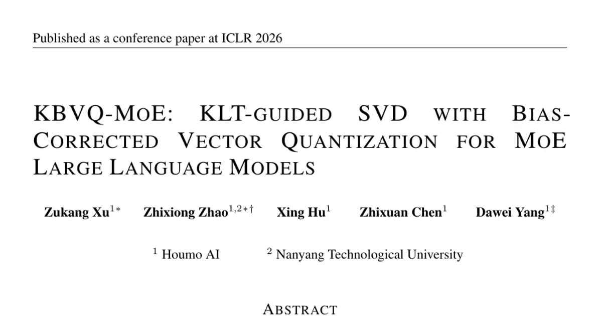 KBVQ-MoE: KLT-guided SVD with Bias-Corrected Vector Quantization for MoE Large Language Models