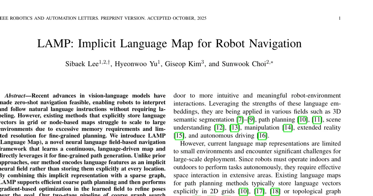 LAMP: Implicit Language Map for Robot Navigation