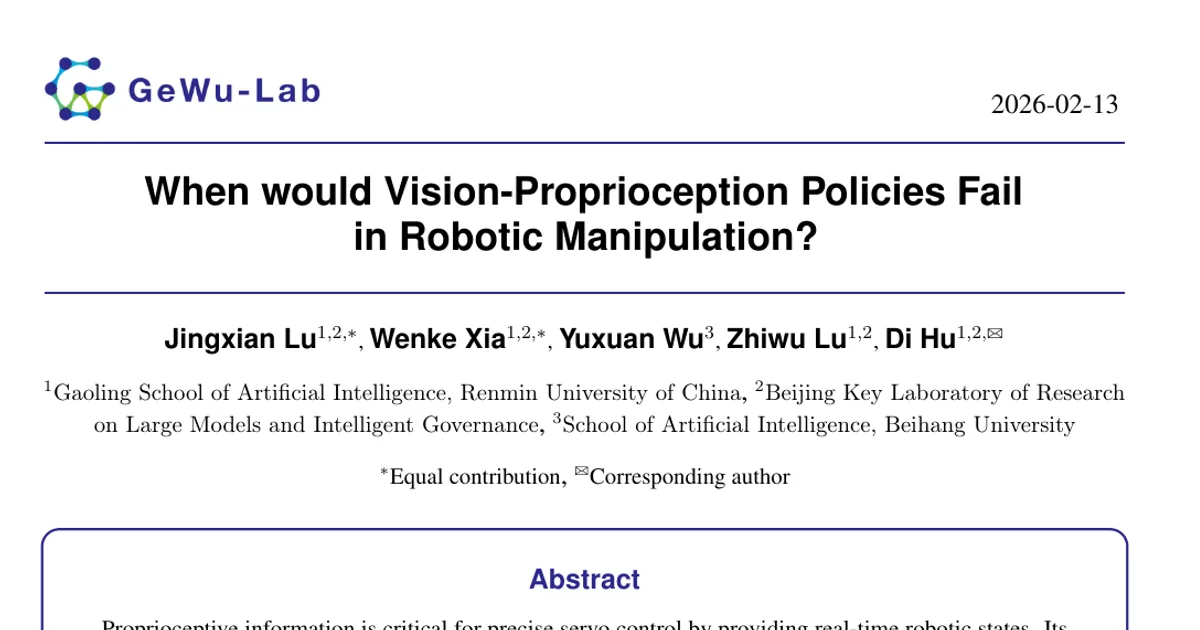 When would Vision-Proprioception Policies Fail in Robotic Manipulation?