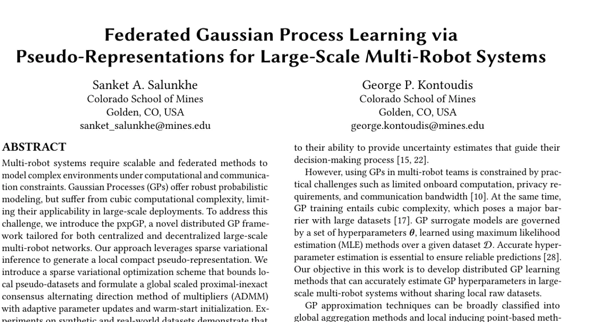 Federated Gaussian Process Learning via Pseudo-Representations for Large-Scale Multi-Robot Systems