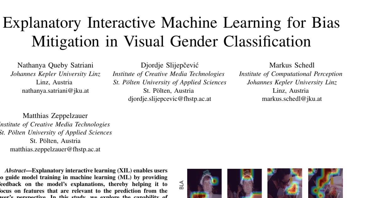 Explanatory Interactive Machine Learning for Bias Mitigation in Visual Gender Classification