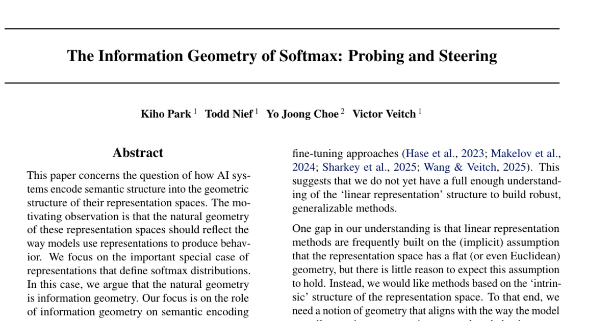 The Information Geometry of Softmax: Probing and Steering
