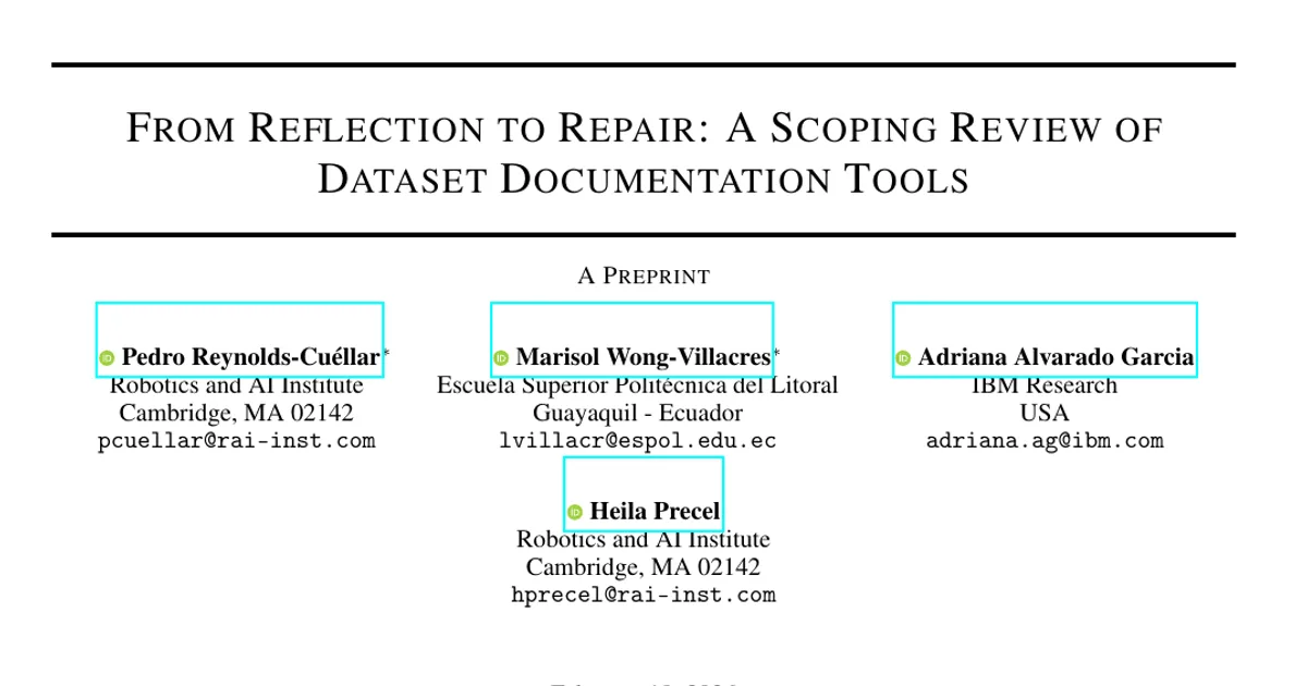 From Reflection to Repair: A Scoping Review of Dataset Documentation Tools