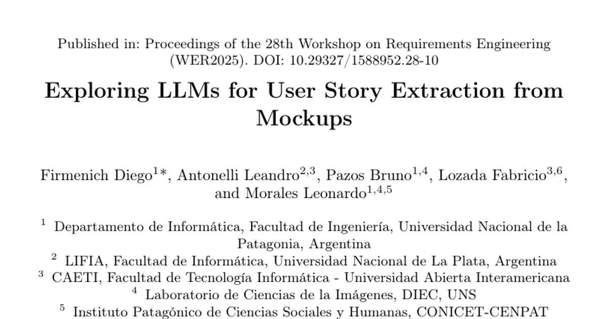 Exploring LLMs for User Story Extraction from Mockups