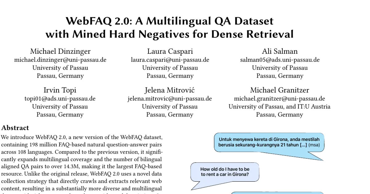 WebFAQ 2.0: A Multilingual QA Dataset with Mined Hard Negatives for Dense Retrieval