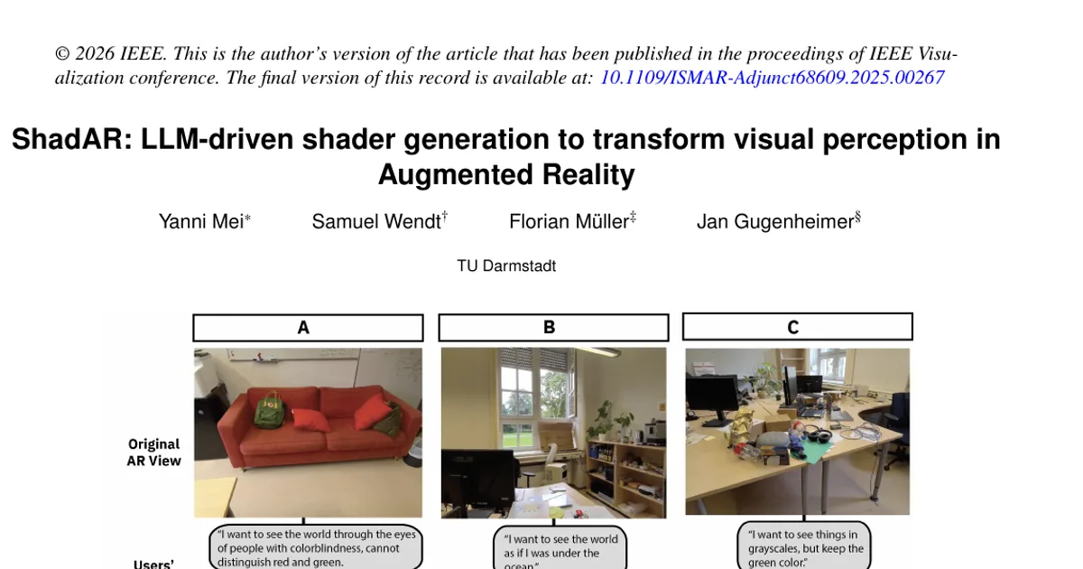 ShadAR: LLM-driven shader generation to transform visual perception in Augmented Reality
