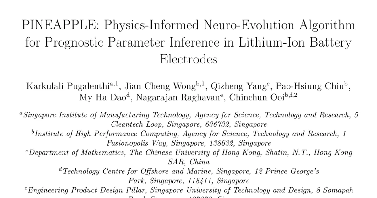 PINEAPPLE: Physics-Informed Neuro-Evolution Algorithm for Prognostic Parameter Inference in Lithium-Ion Battery Electrodes