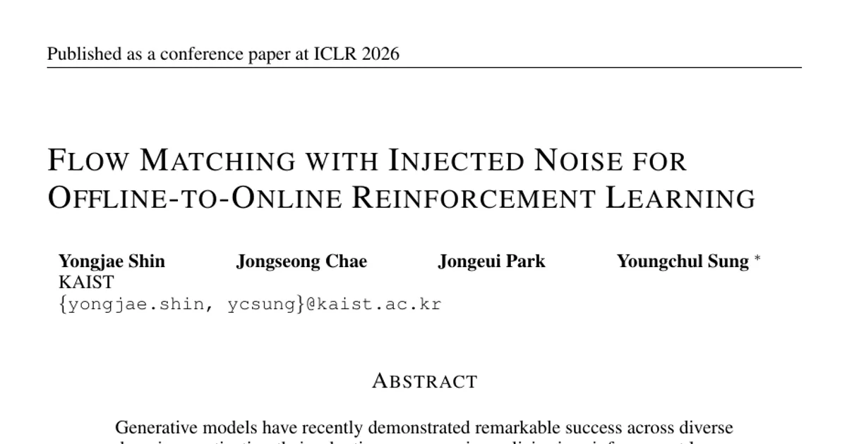 Flow Matching with Injected Noise for Offline-to-Online Reinforcement Learning