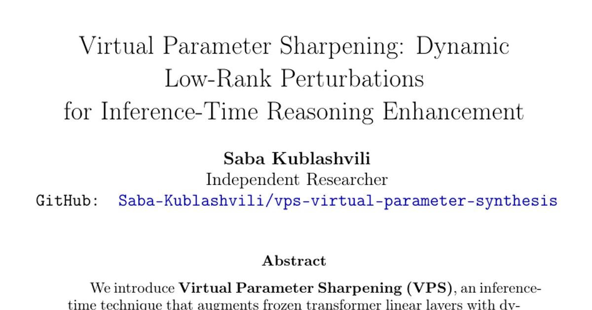 Virtual Parameter Sharpening: Dynamic Low-Rank Perturbations for Inference-Time Reasoning Enhancement