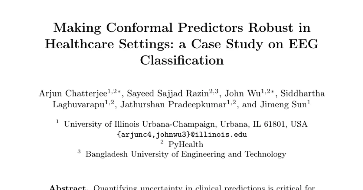 Making Conformal Predictors Robust in Healthcare Settings: a Case Study on EEG Classification
